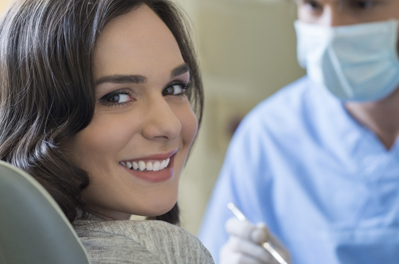 Woman at a dental cleaning